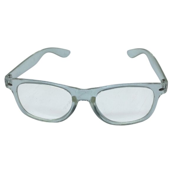 Translucent Clear Blue Rectangular Eyeglasses Frame - Picture 1 of 3